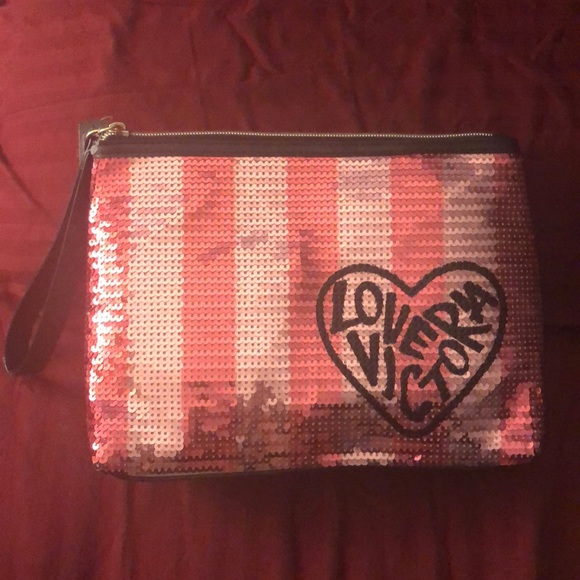 NWT sequin Victoria Secret cosmetics bag pouch - Picture 2 of 5